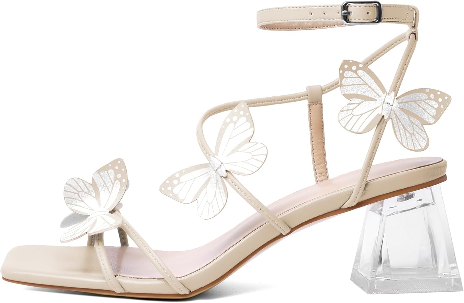 Zamikoo Women's Heeled Sandals Square Open Toe Ankle Strap Block Heels Strappy Clear Heels Chunky Low Heels - Image 3