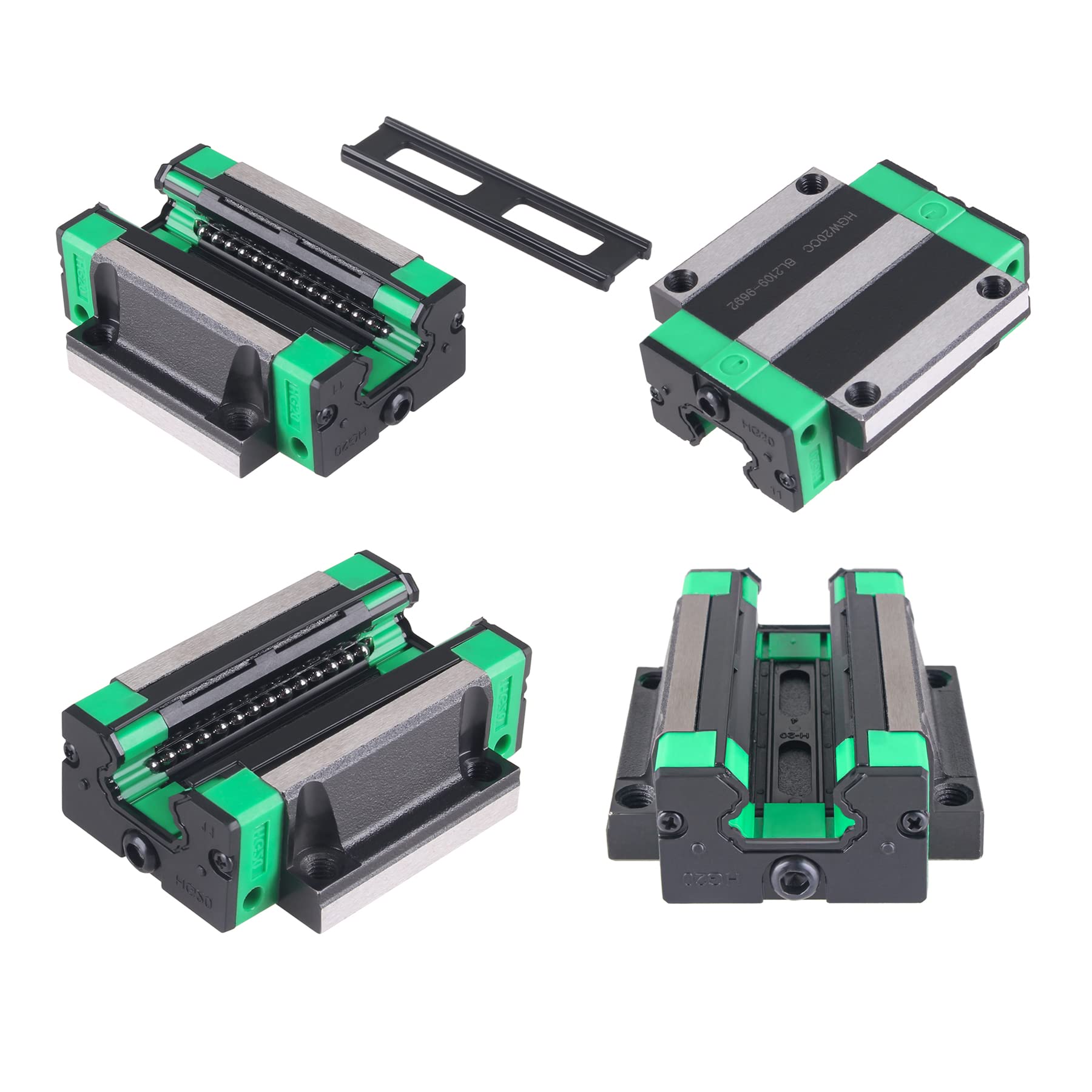 2 piezas de guía lineal HGR20-1000mm + 4 piezas de bloque de deslizamiento HGW20CC de alta precisión, piezas CNC para fresadoras CNC, tornos, impresoras 3D, guía lineal