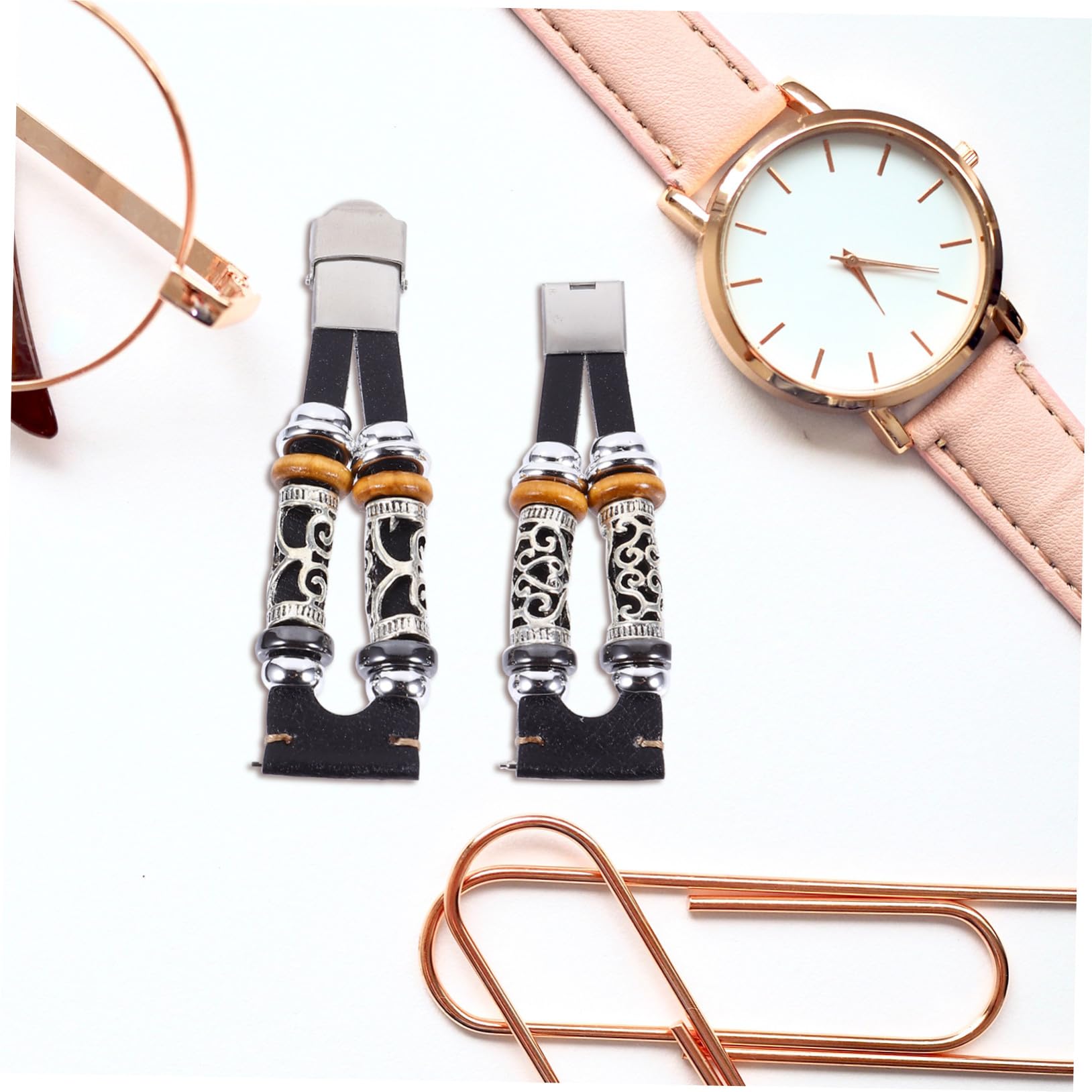 HOMSFOU Sangle Bracelet De Montre Bracelets Joncs Pour Femmes Bande De Montre Décor De e Décoratif Manchette Homme Acier Inoxydable