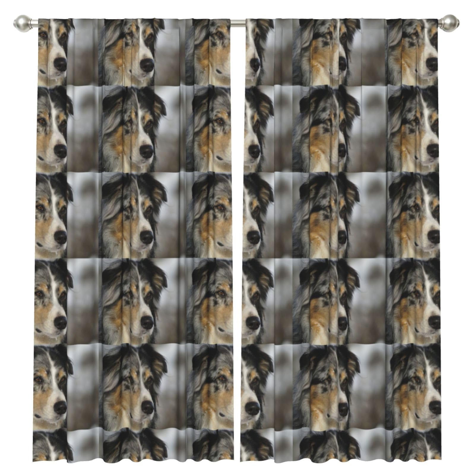 InOmak Australian Shepherd, 2 Panels Window Curtains 52 x 84 Inch Blackout Curtains for Living Room Bedroom