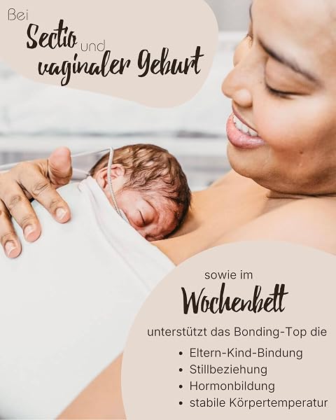 Hoppediz Bonding-Top für Neugeborene – Haut-zu-Haut Top nach der Geburt, OEKO-TEX® STANDARD 100, Bio-Baumwolle, Frühchen geeignet (kupfer M) - 3