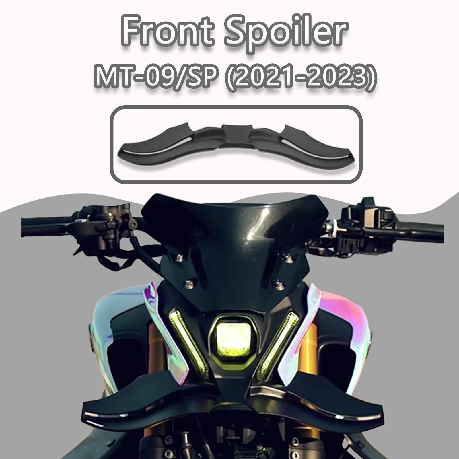 Front Bumper Splitter dachowy Pasuje do YAMAHA MT-09 MT09 SP 2023 2022 2021, czarny, goły, przedni spojler dociskowy