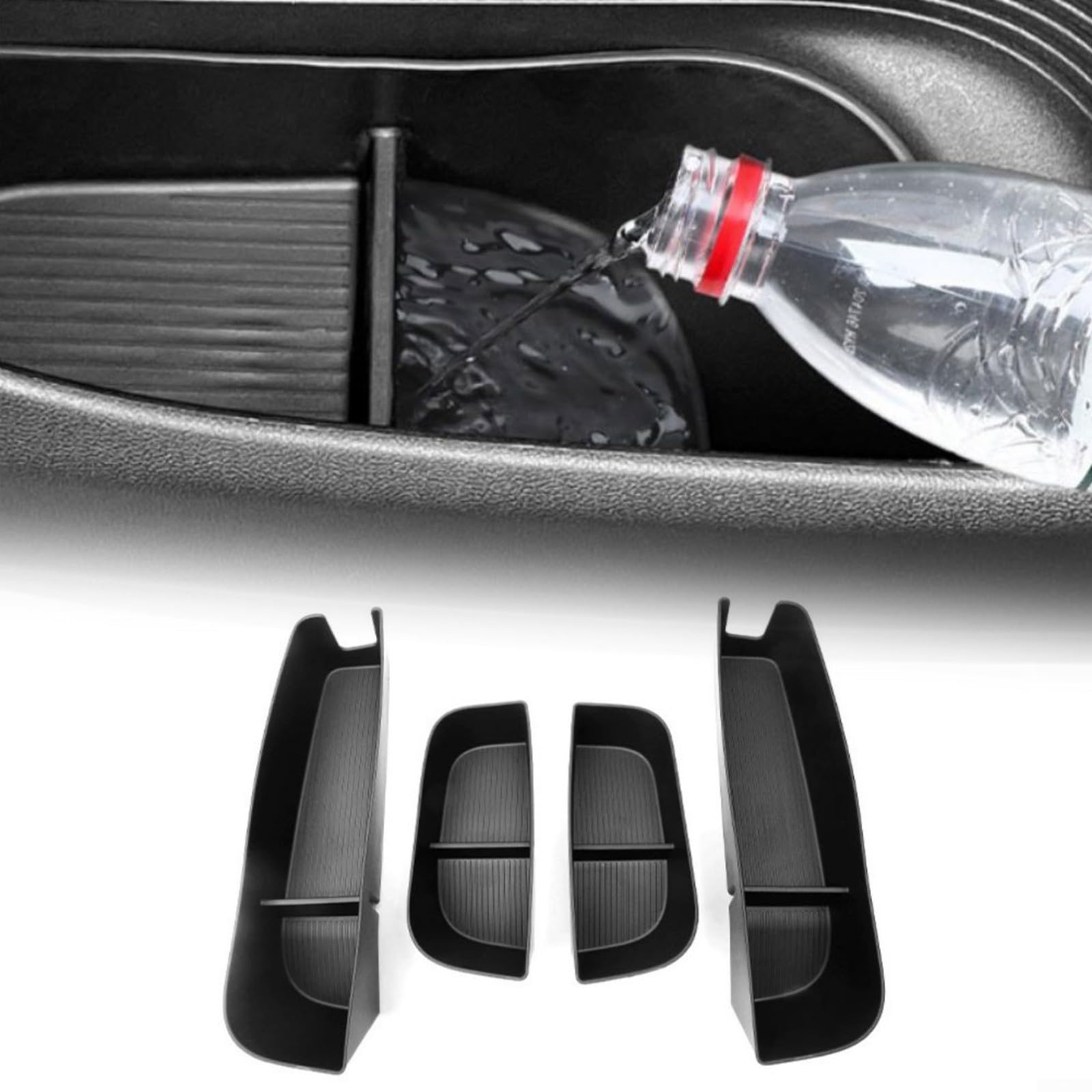 Lot de 4 boîtes de rangement en TPE pour porte XPENG G6 G7 2023-2025, organiseur intérieur de voiture résistant aux chocs, étanche, poche de porte noire, accessoires