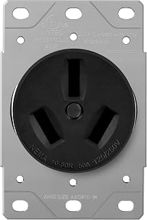 ENERLITES 50 Amp Receptacle Outlet, NEMA 10-50R, Residential Commercial Industrial Grade, Outdoor/Indoor, 3-Pole, 3 Wire, No Ground Contact, (10,8,6,4) AWG, UL Listed, 125/250V, 67500-BK, Black