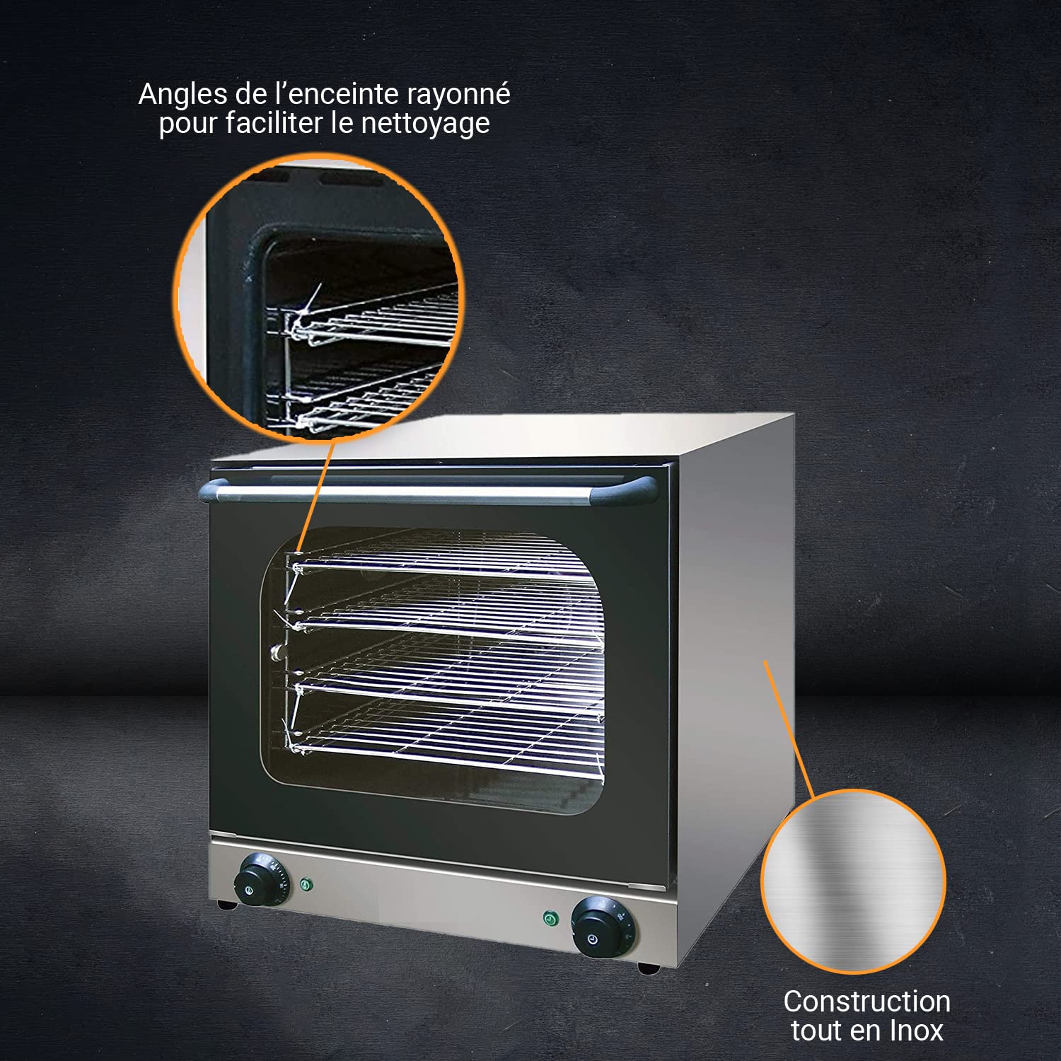 L2G - Four Électrique - Four à Convection Professionnel - 4 Niveaux - Porte Double Vitrage - Cavité Émaillée