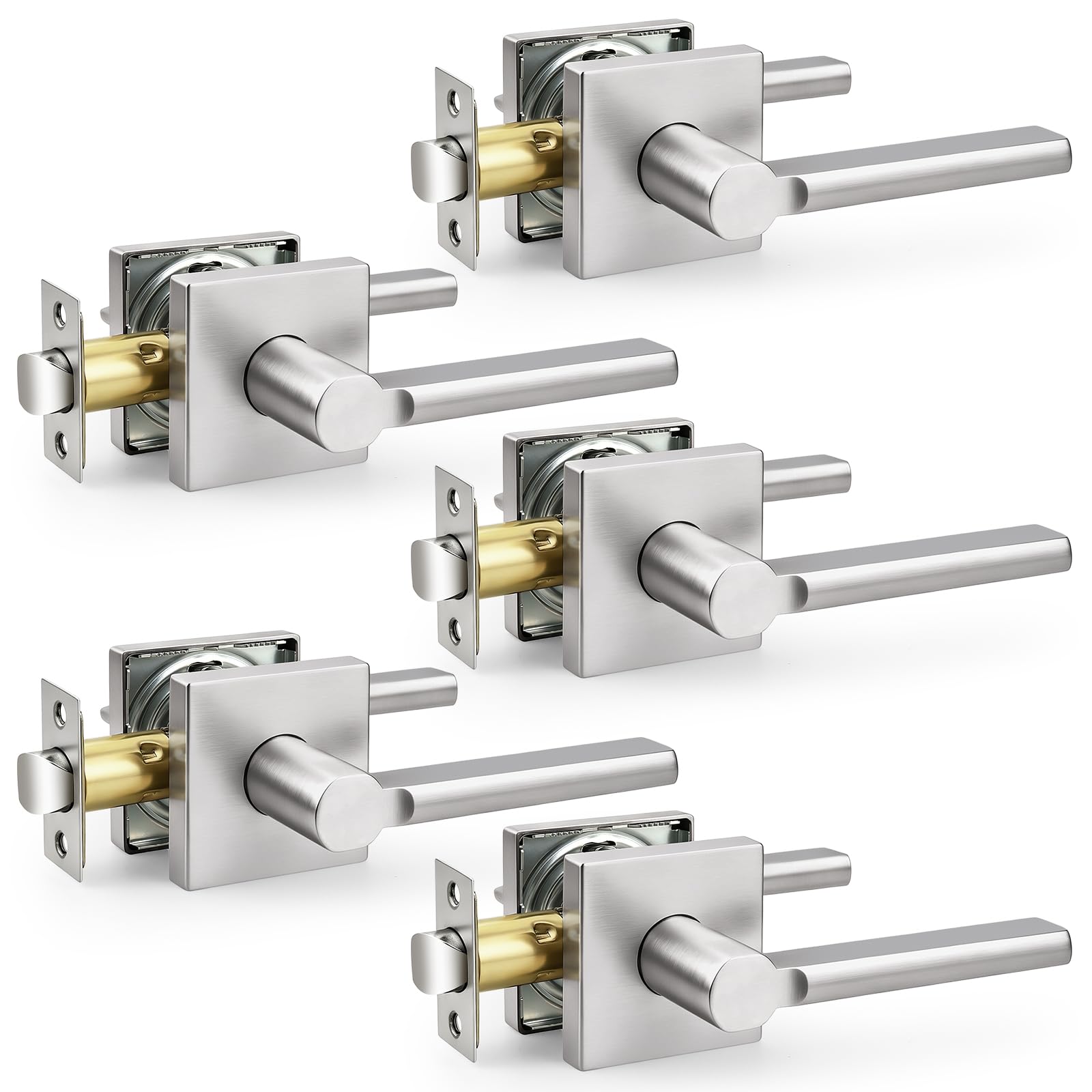 Probrico Door Handle with Lock - Brushed Nickel -17