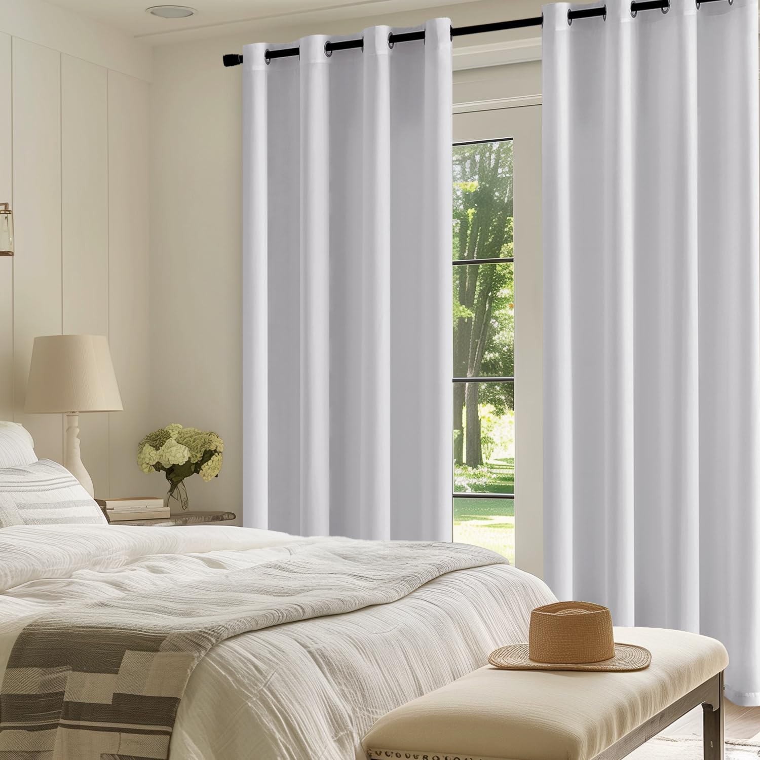MIULEE Tende per interni Tende Trasparenti per Camera da Letto Finestra Moderne Tenda Salotto Soggiorno 2 Pannelli 140x160cm Bianco