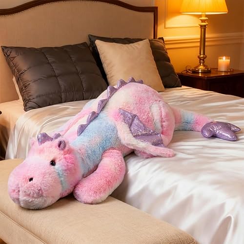 ARELUX Giant 50in 3Lb Big Colorful Pink Dragon Large Stuffed