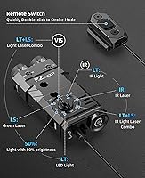 Vista 4 de EZshoot Linterna de rifle de 1600 lúmenes/iluminador IR con láser verde/IR 4 en 1, combo magnético recargable, linterna IR para rifle