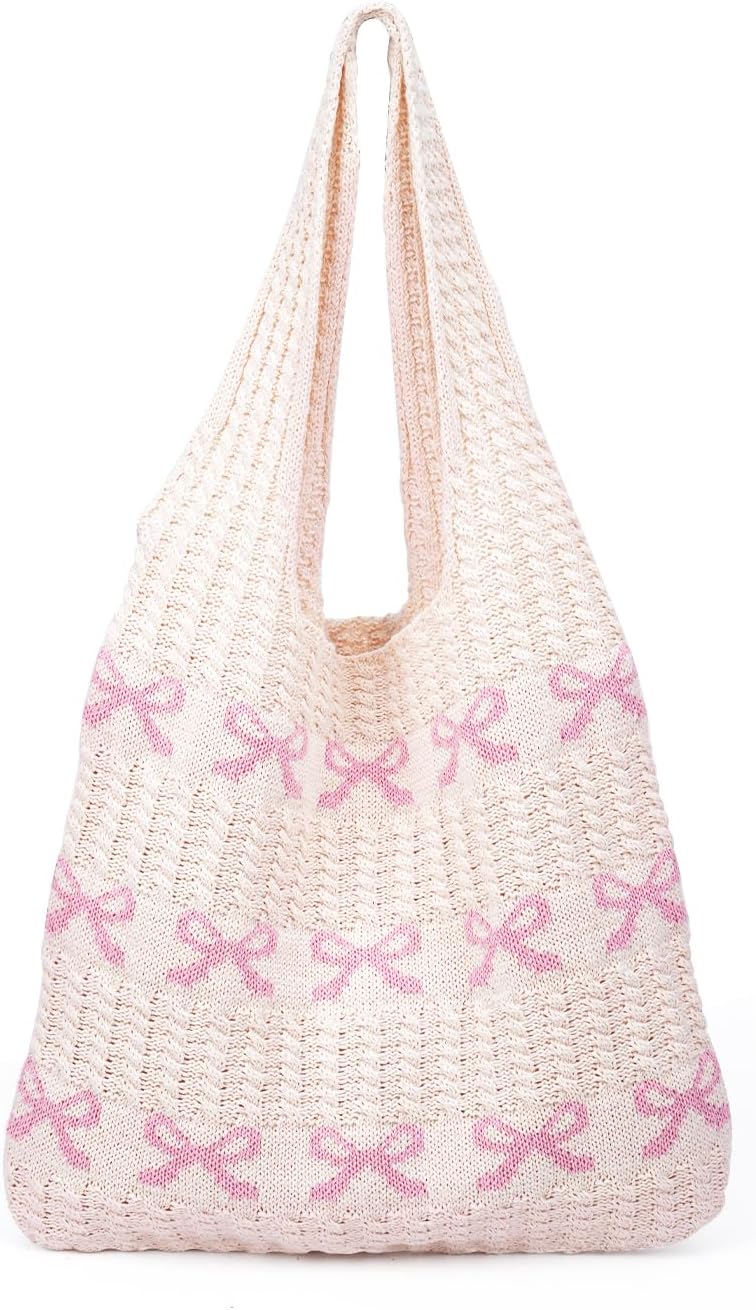 Crochet Hobo Tote Bag for Women, Cute Knitted Summer Beach Bag, Large Shoulder Boho Handbags, Woven Purse