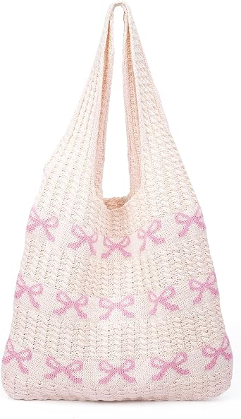 Crochet Hobo Tote Bag for Women, Cute Knitted Summer Beach Bag, Large Shoulder Boho Handbags, Woven Purse
