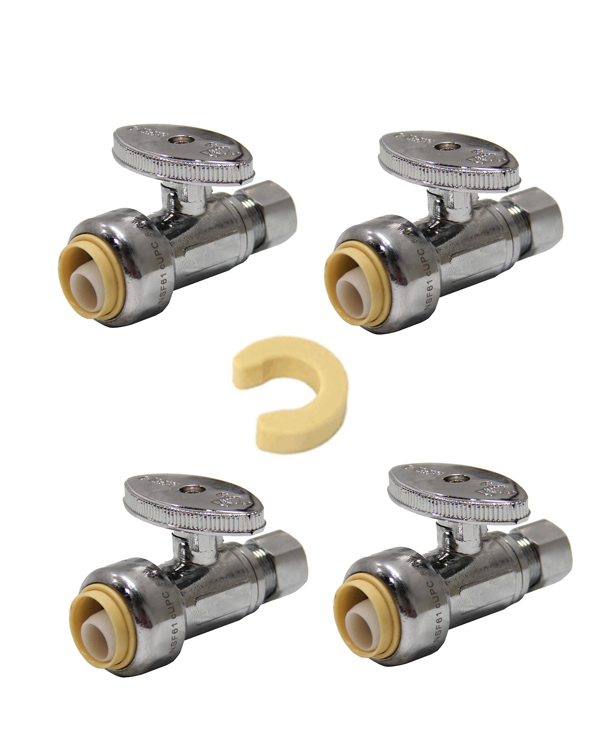 4Pcs EFIELD Straight Stop Valve,1/2"Push x3/8"Compression(PF-VALVE021-4)