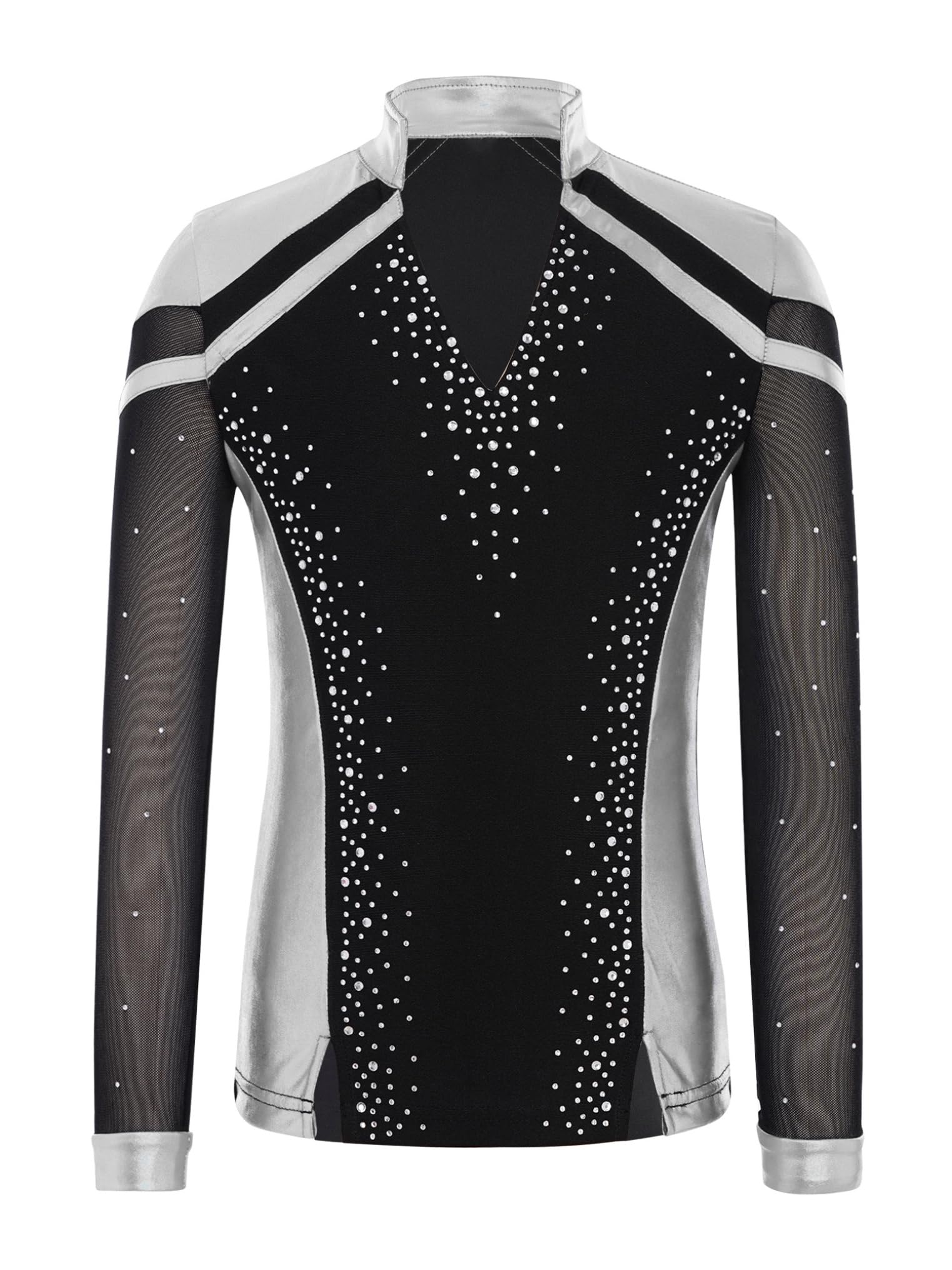 Tute da Pattinaggio Artistico per Bambini e Ragazzi Crop Top Camicia con Scollo a V + Pantaloni da Ballo Latino Completo da Pattinaggio sul Ghiaccio