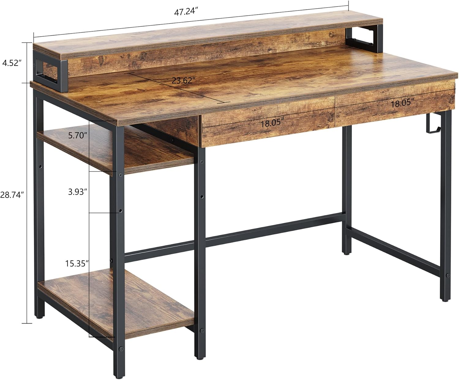 Buy CubiCubi Computer Desk with Monitor Stand, 47 inch Home Office