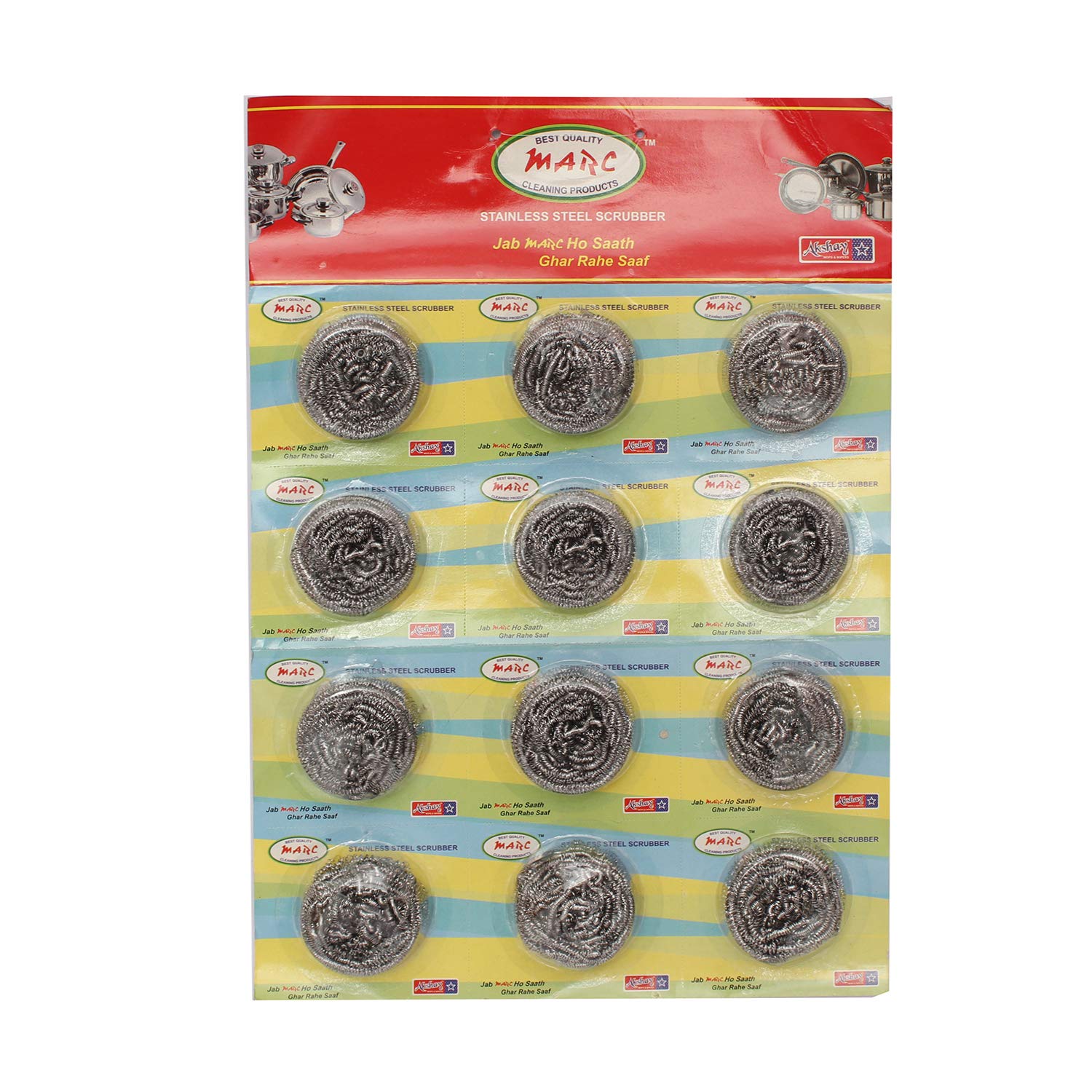 Marc Cleaning Products Stainless Steel Washing Scrub Pack of 12 (Standard, Multicolour)-image-27