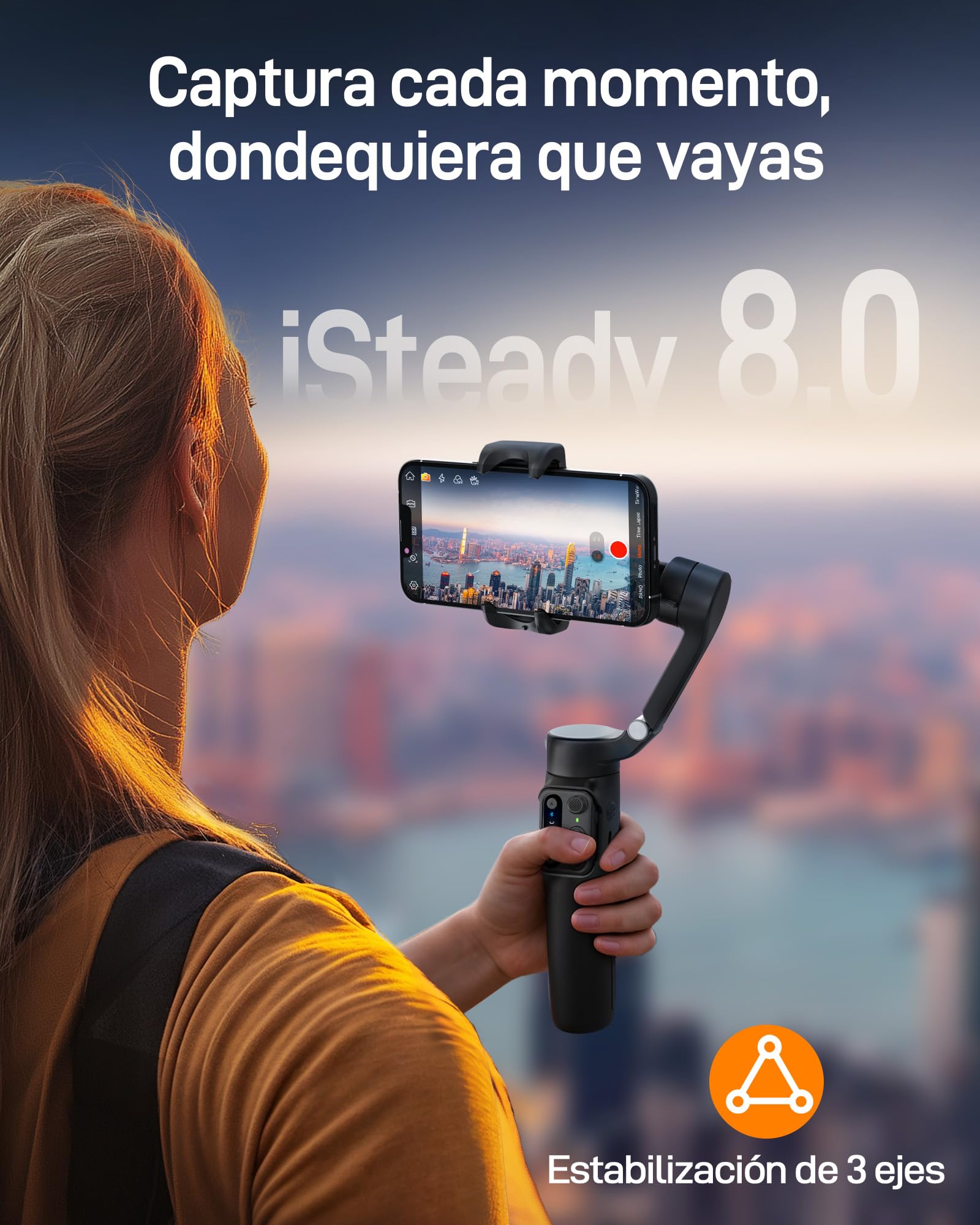 hohem Estabilizador de Movil iSteady X3 SE, Estabilizador de cardán 3 Ejes, diseño Ligero y Plegable con Control Remoto Desmontable, Batería de 11 Horas, Gimbal para Vlogs, Selfies y Viajes