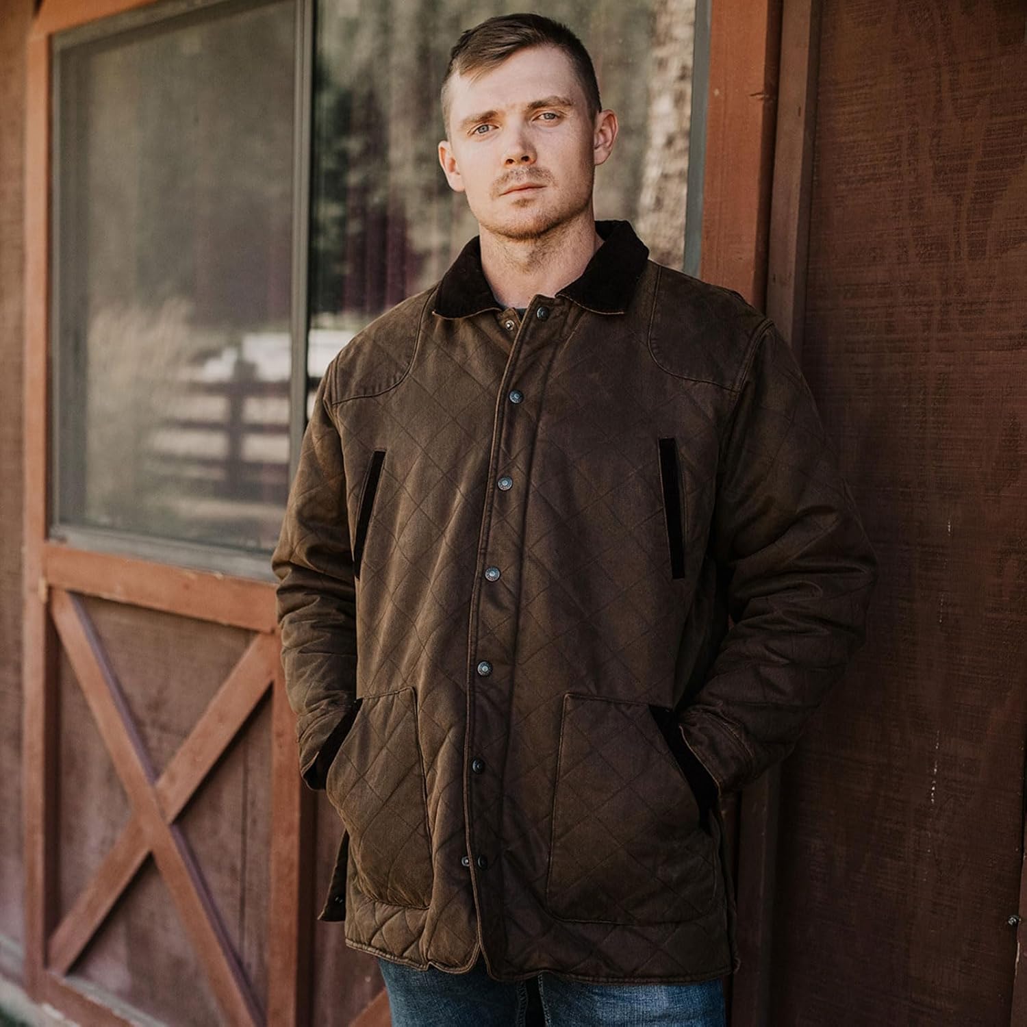 Outback Trading Company Mens Harlow Barn Durable Casual Lightweight Outdoor 2-way Zipper Quilted Jacket With Pockets