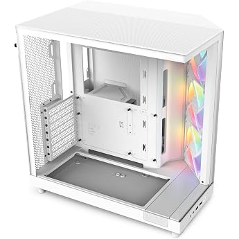 NZXT H6 Flow RGB - Kompaktes Dual-Kammer ATX PC-Geh&auml;use - Wei&szlig; | Dual-chamber ATX case with 3 pre-installed 120mm RGB fans an