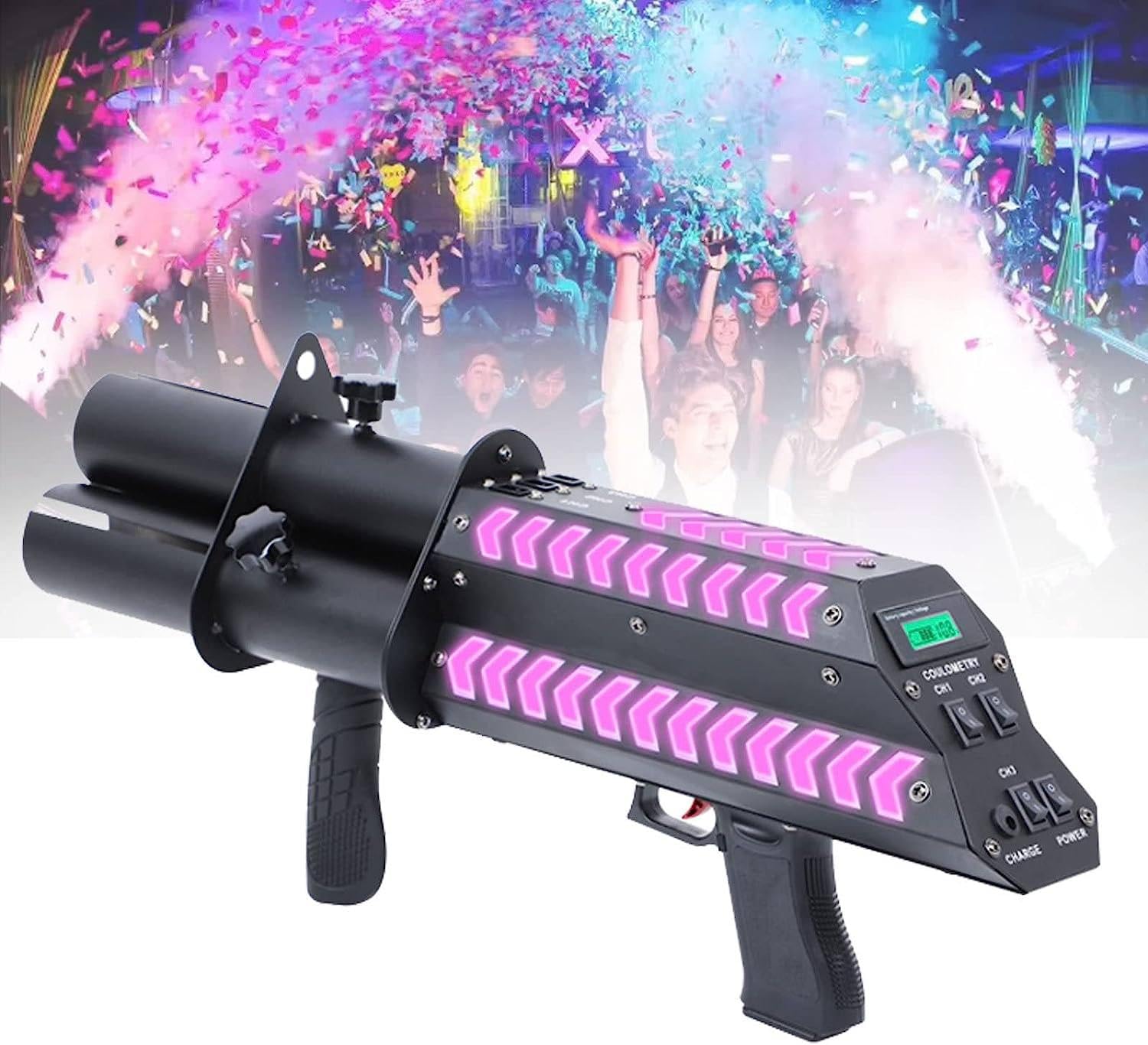Confetti Cannon Launcher, elektroniczny pistolet imprezowy, 3-strzałowy ręczny na śluby i uroczystości