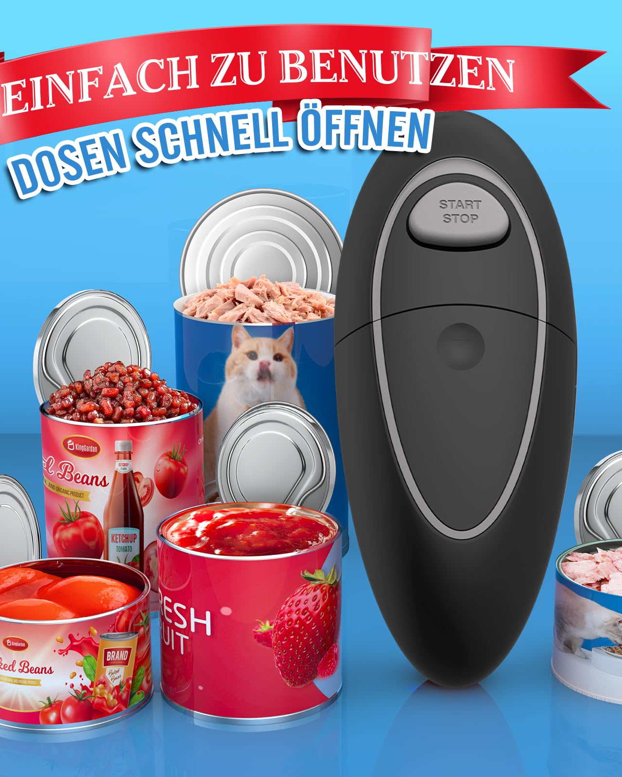 Apriscatole, Apriscatole Professionale, Dacile da Aprire Lattine di Qualsiasi Dimensione, Apriscatole Elettrico per Mani Deboli, Malati di Artrite e Anziani, Apriscatole Utensili da Cucina