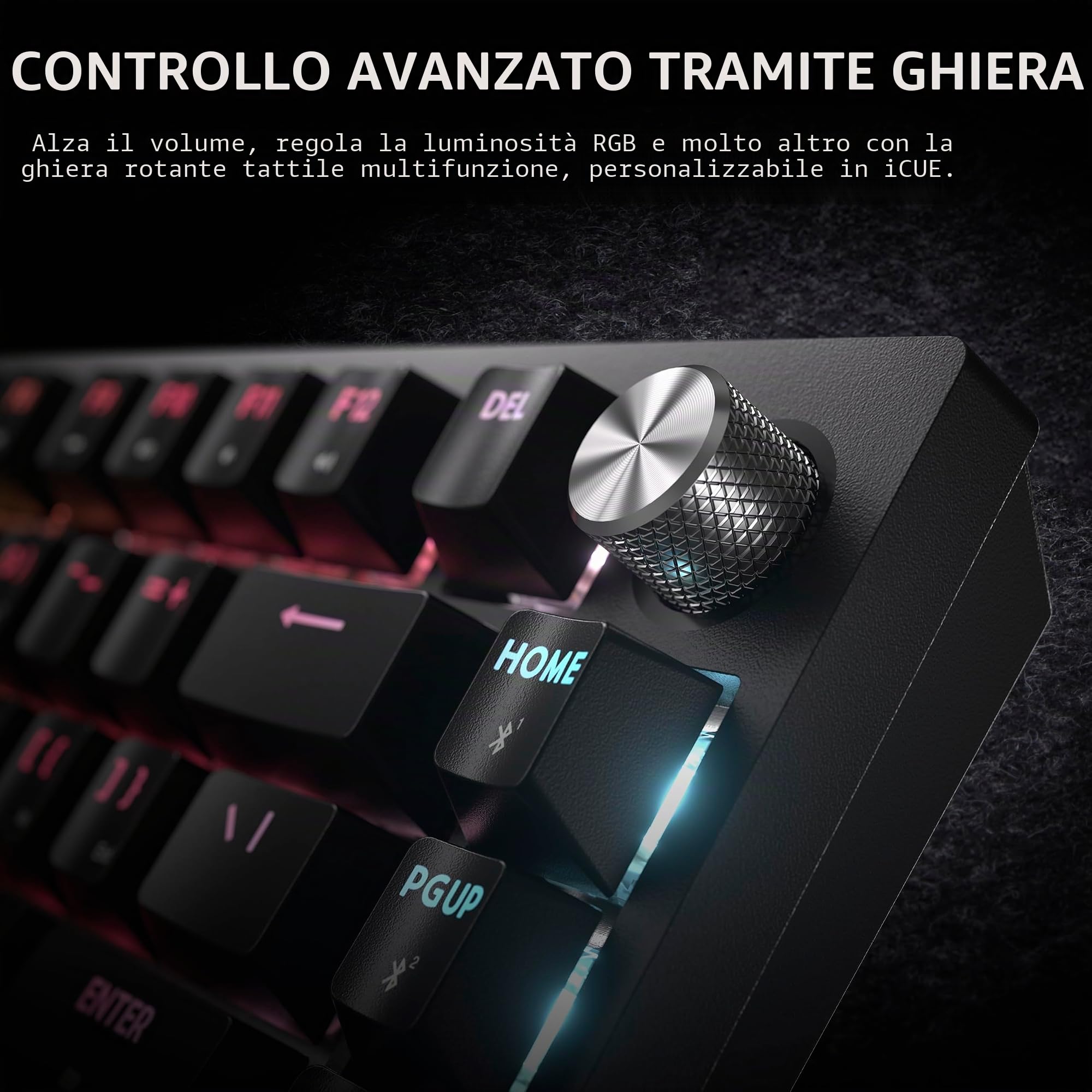 CORSAIR K65 PLUS WIRELESS Tastiera meccanica da gioco 75% RGB, sostituibile a caldo – Switch tattili CORSAIR MLX Fusion pre-lubrificati, riduzione del rumore a due strati, tasti PBT – QWERTY NA – Nero