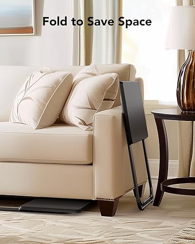 Miniatura 6 de HUANUO Mesa plegable para TV, mesa estable sin necesidad de montaje, bandeja de TV para comer, mesas plegables para aperitivos para cama y sofá