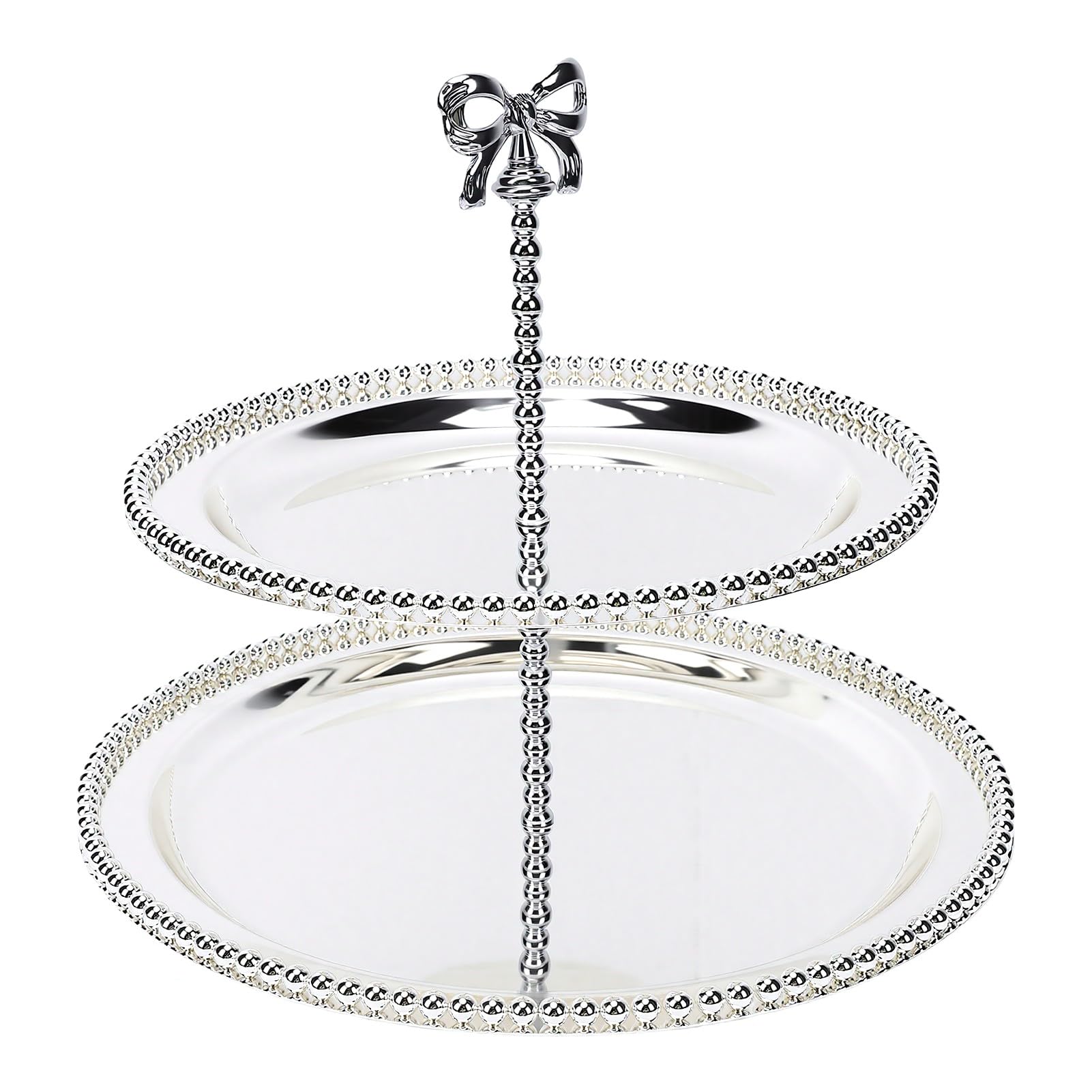 Soporte para Tartas de Dos Niveles, Bandeja para Pasteles de Acero Inoxidable Estilo Palacio for Boda Fiesta del Té Decoración