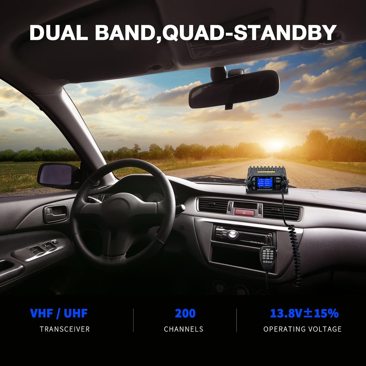 Diagram showing key analysis and functions of the QYT KT-8900D radio and microphone