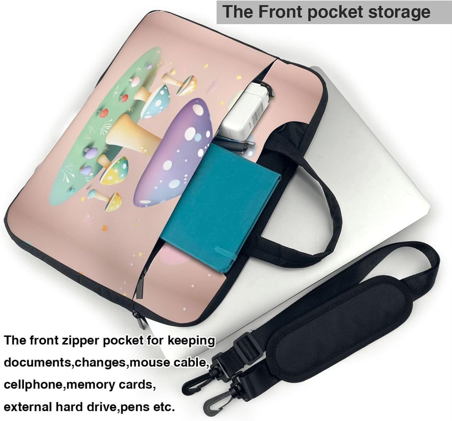 Cartoon mushroom Portable Laptop Bags â€“ Briefcases and Messenger Bags for Business, Teachers, Office, College, Travel