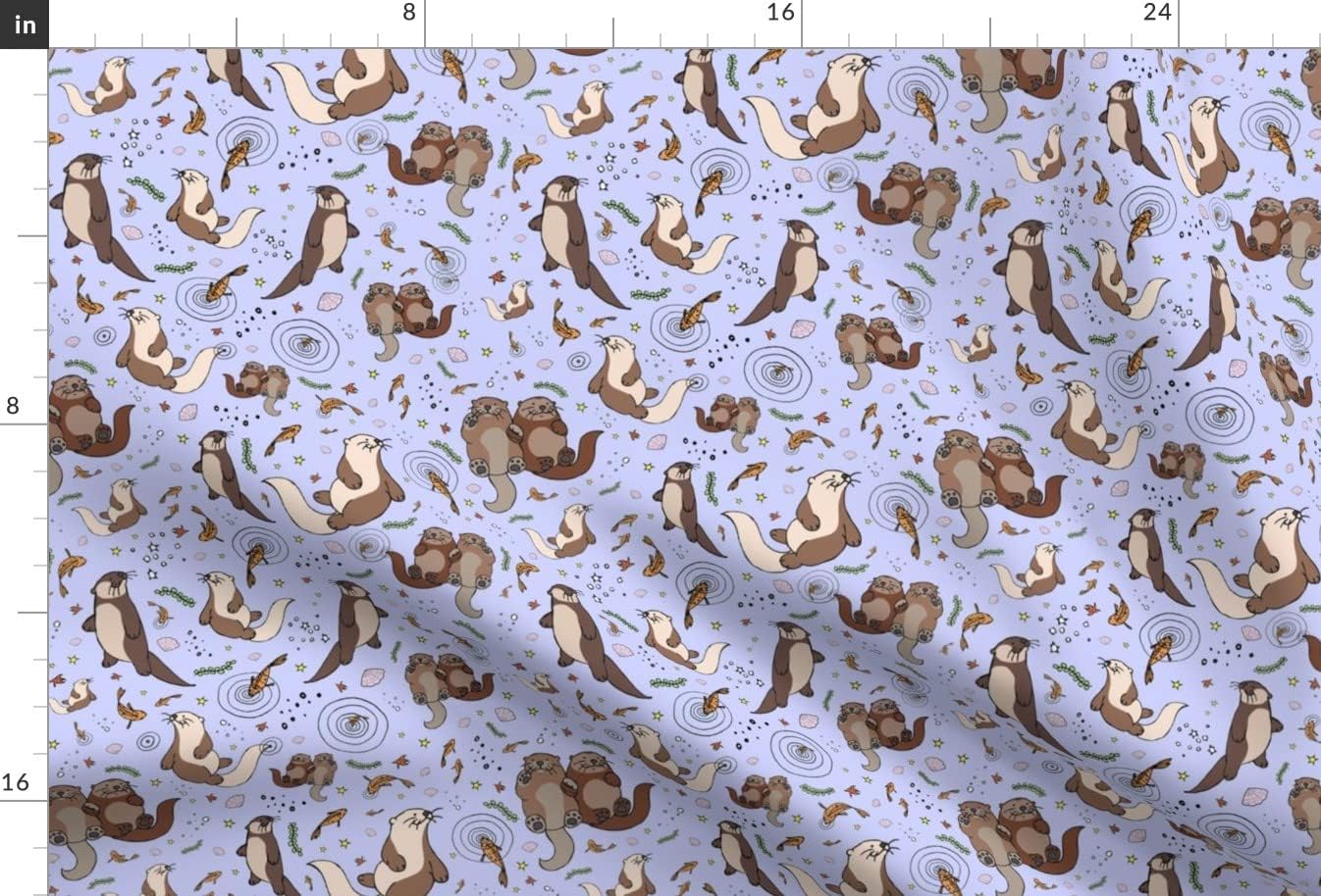 Spoonflower Fabric - Otters Purple Sea Otter Cute Printed on Upholstery Velvet Fabric Fat Quarter - Upholstery Home Decor Bottomweight Apparel