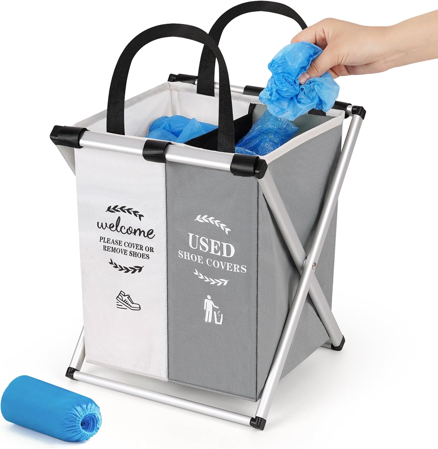 Natheeph Foldable Shoe Covers Disposable Box, Disposable Shoe Cover Dispenser Box with Please Remove Your Shoes Sign Covers for Open House Supplies Real Estate Agent Supplies with 10 Covers