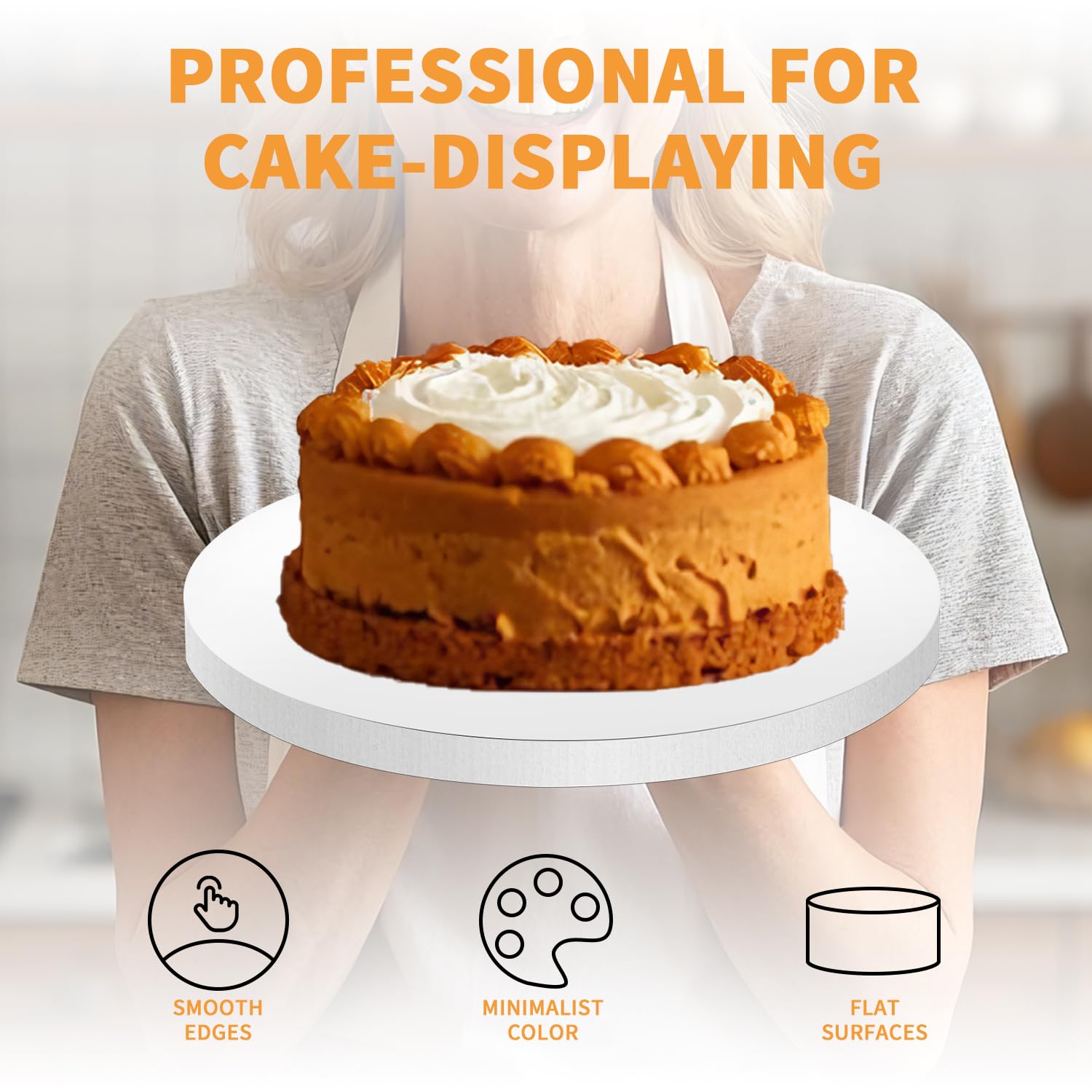 12 Inches White Round Sturdy Cake Board Drums for Displaying Cakes, 1/2 Inch Thick Decorating Supplies White 10-Packs Sturdy Corrugated Cardboard Base, Base para Pastel (12inch/10pcs)