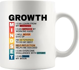 Growth Mindset Definition Mug Inspirational Gifts for Women Men Motivational Gifts For Son Daughter Coworkers Employees Students Novelty Drinkware Ceramic Mug 11 oz White