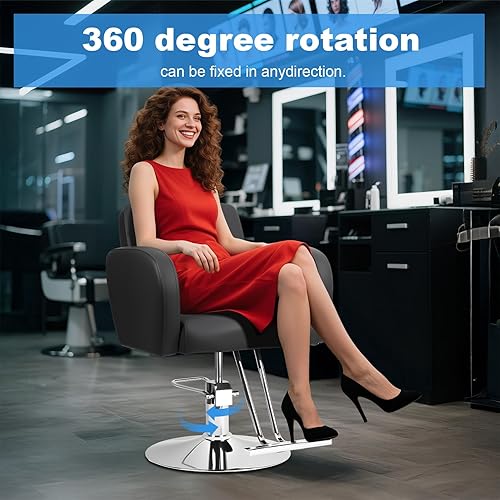 Miniatura 4 de Heavy Duty Salon Chair for Hair Stylist - with Heavy Duty Hydraulic Pump, Ergonomic Backrest Rotatable & Height Adjustable 360 Rolling Swivel Hair