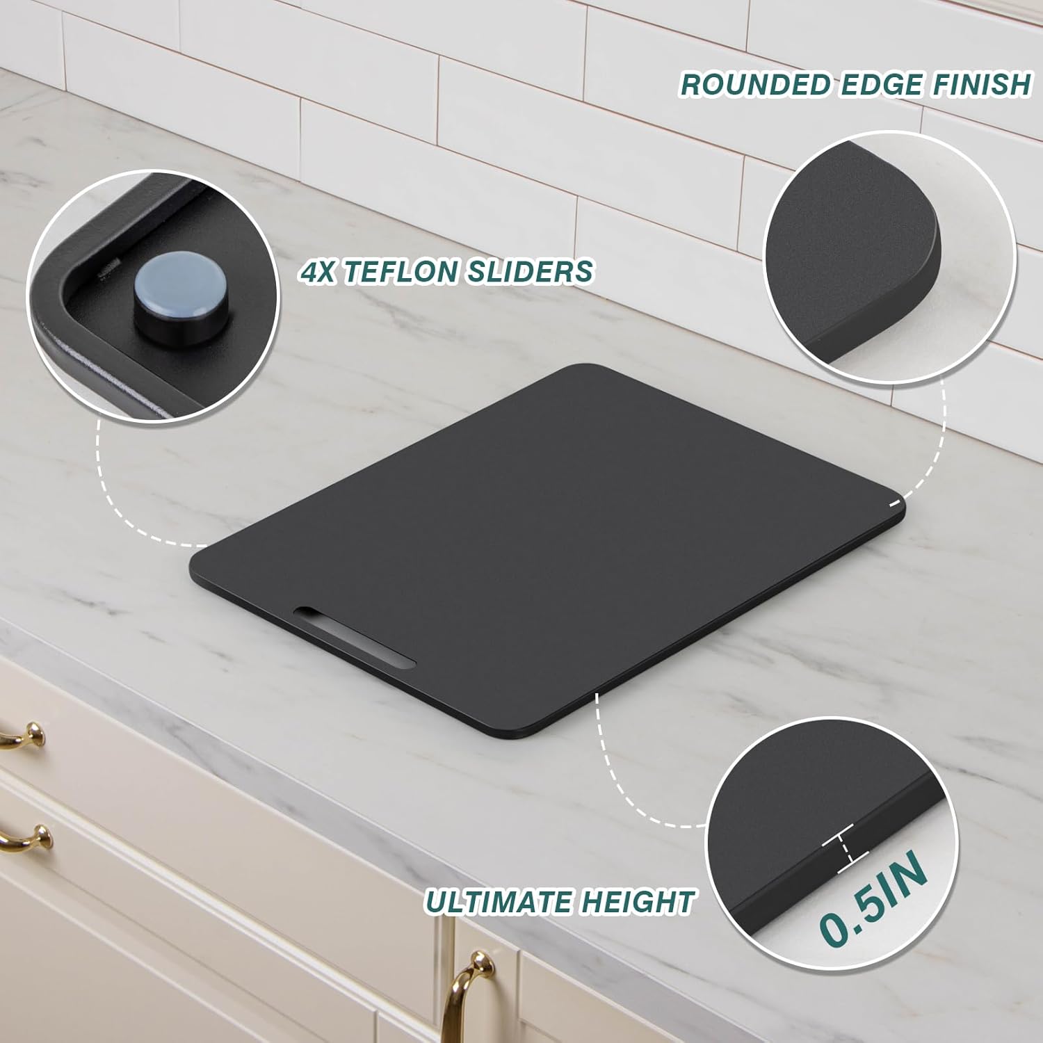 ANBOXIT Metal Appliance Slider, Sliding Tray for Coffee Maker,360° Effortless Movement,Small Appliance Rolling Tray for Counter, Coffee Pot Slider, Deep - Medium (14.5"D x 9.5"W)