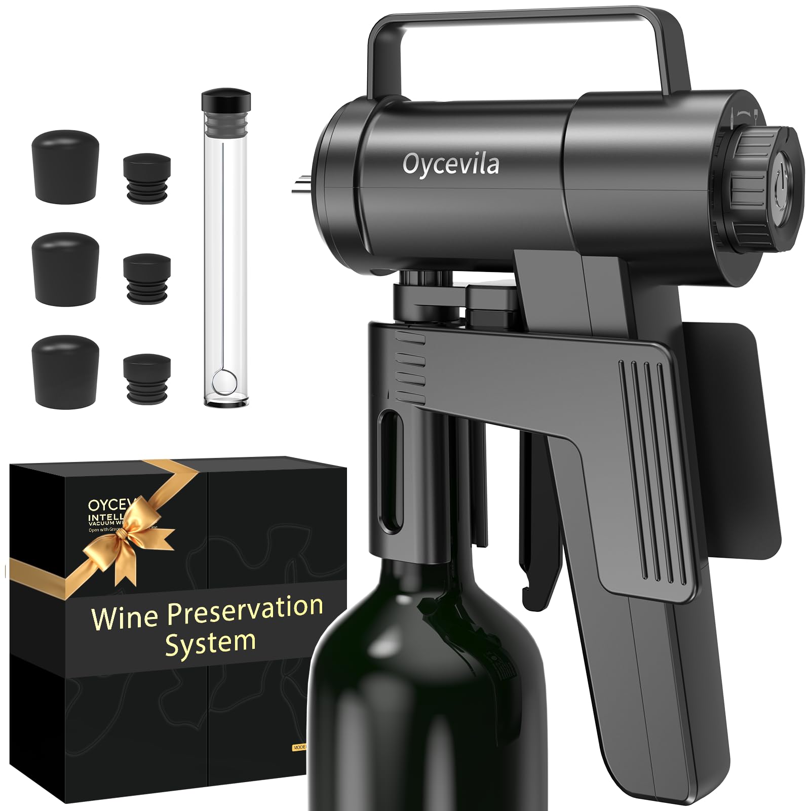 Automatic Wine Saver with Integrated Aerator & Cork-Sealing Vacuum – Keeps Opened Wine Fresh 35+ Days, Hassle-Free Single Button Design, Premium Preservation Solution