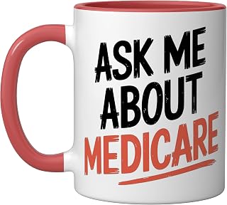 Ask Me About Medicare Ceramic Mug, Red/White