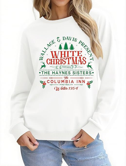 Christmas Sweatshirts for Women Funny Christmas Tree Xmas Cute Graphic Long Sleeve Shirt