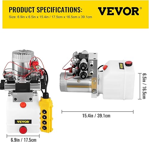 Miniatura 7 de VEVOR Bomba hidráulica Unidad de potencia hidráulica de doble efecto Solenoide doble Paquete de energía hidráulica Bomba de energía hidráulica de 12