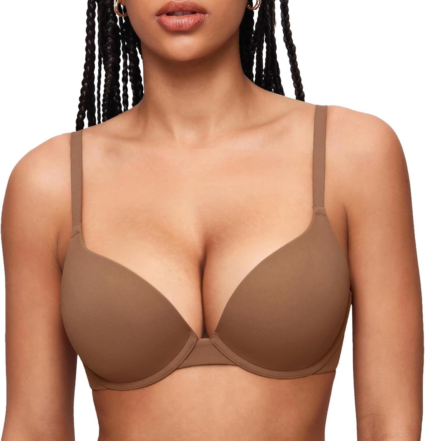 INLYRIC Women's Push Up Bra Tshirt Demi Supportive Bras Underwire Plunge Padded Comfortable Inbarely Plus Collection