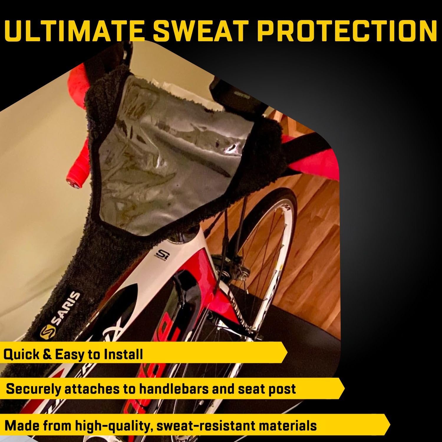 Saris Bike Guard Sweat Protector with Phone Holder for Indoor Bike Trainers