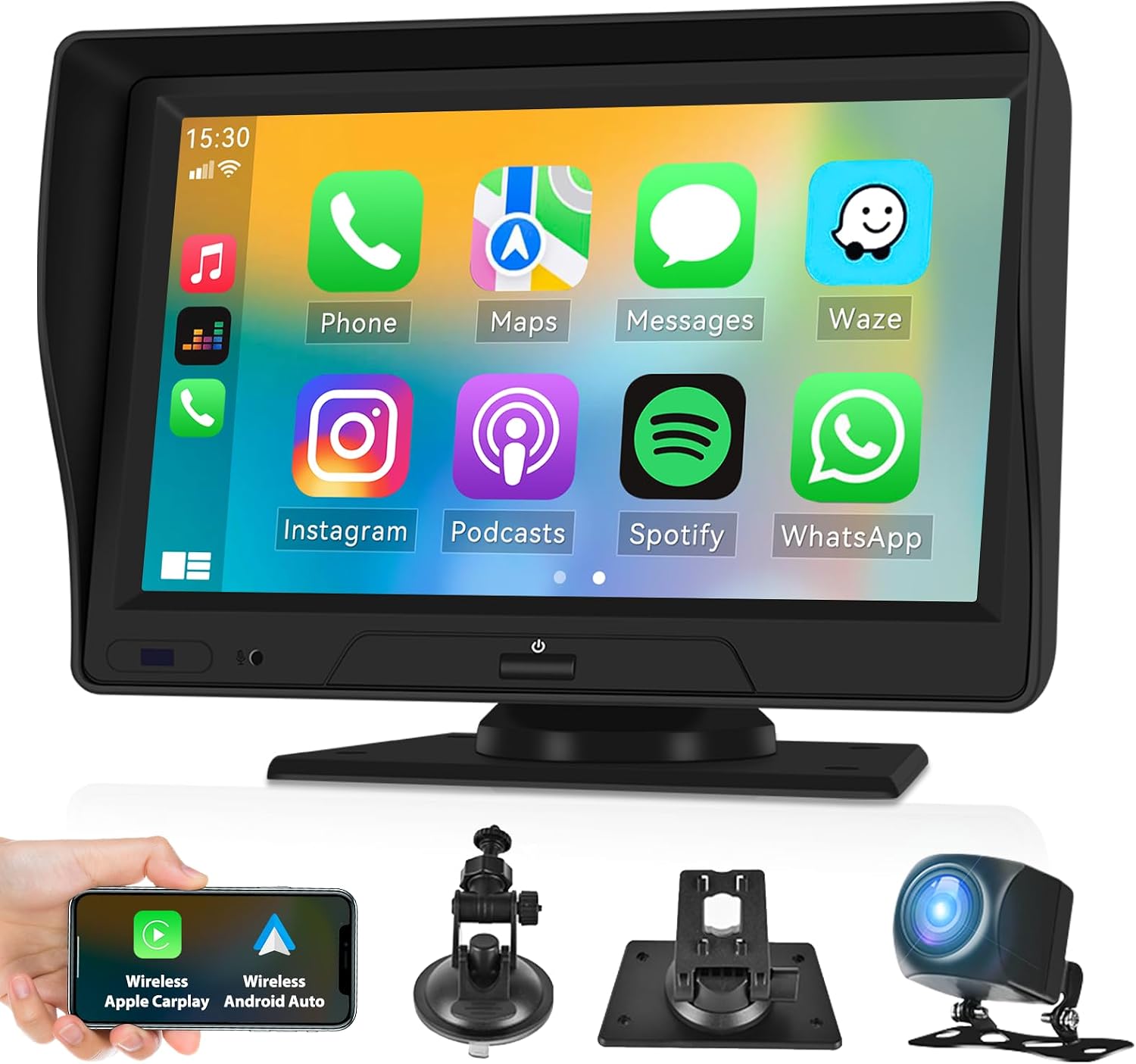 Amazon.com: 7 Inch Touchscreen Car Radio Receiver with Wireless Carplay ...