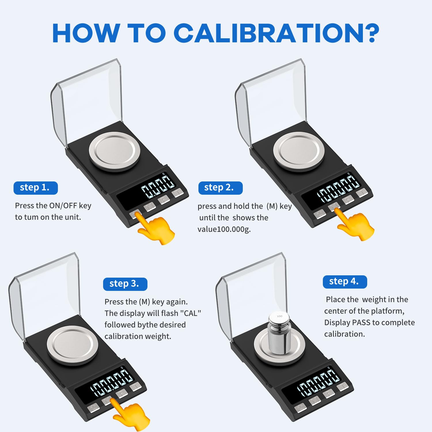 Digital Milligram Scale 100g/0.001g rechargeability, High Precision Portable Jewelry Scale, Powder Scale, Micro Scale for Powder Medicine, Gold, Gem, Reloading, Calibration Weight