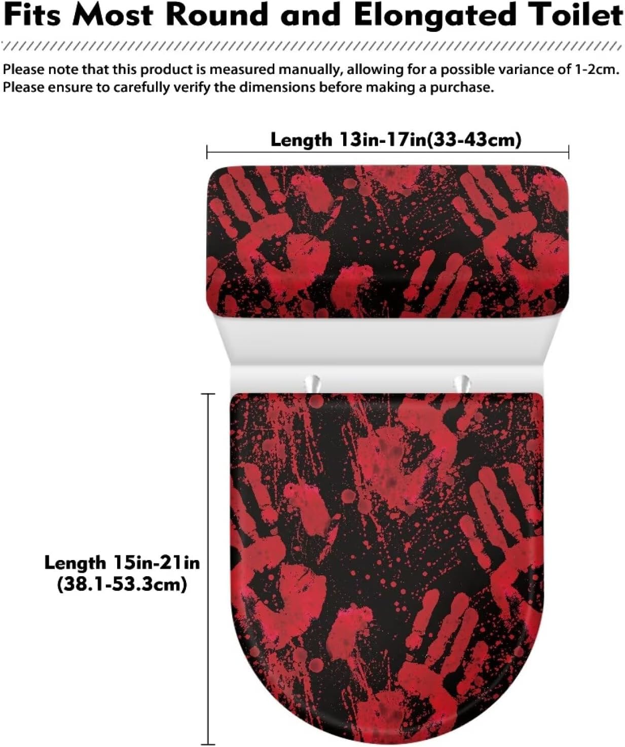 Bloody Hands Toilet Lid Cover Elongated for Home Halloween Decor Soft Toilet Seat Cover Set Universal Tank Protector All Saints' Day image 4
