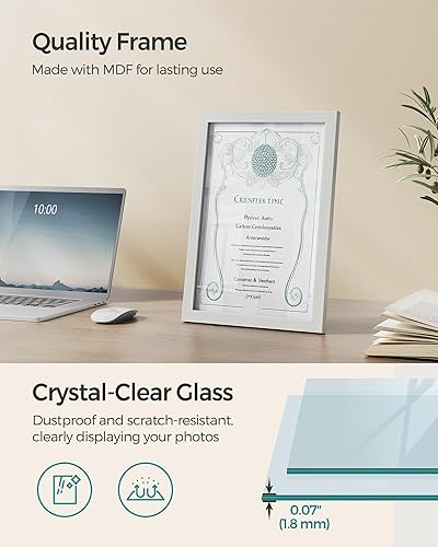 Miniatura 5 de SONGMICS Marco de fotos A4 para decoración de pared, juego de 2, marcos de fotos de 4 x 6 pulgadas para escritorio, fotos de 8 x 10, 8 x 12 o 4 x 4