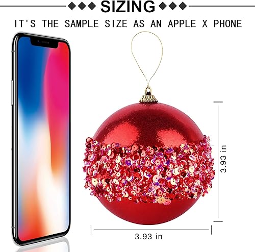 Miniatura 10 de Bolas de Navidad de adorno de 4, juego de 4 unidades, juego de decoraciones de Navidad inastillables para árboles de Navidad, bodas, fiestas de