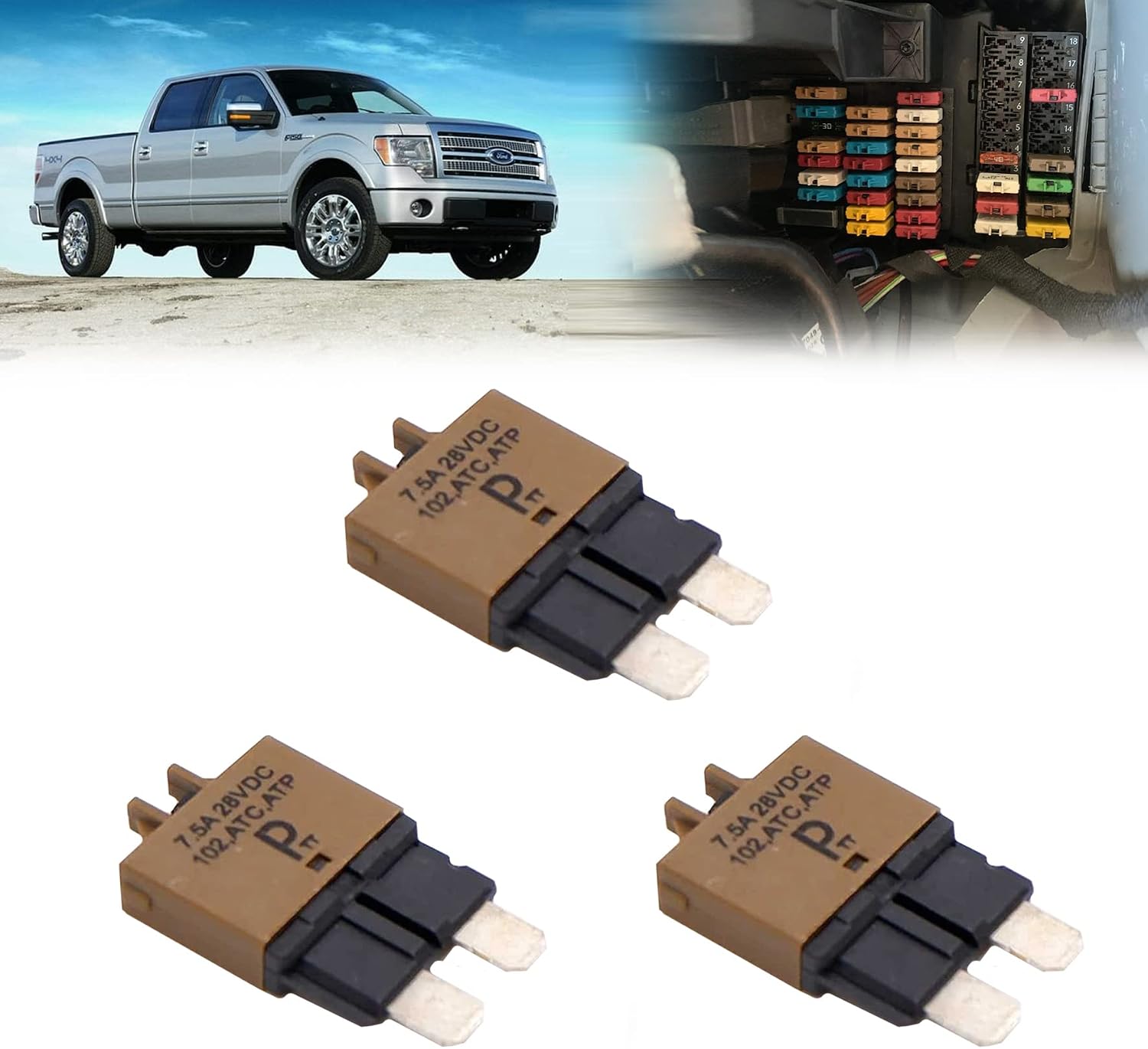 Automotive ATC/ATO,Plug in,Circuit Breakers T3, Manual-Reset (30A, 3pcs)