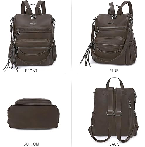 Miniatura 5 de Bolsos mochila monedero de piel sintética para mujer bolsas con zíper mochilas de hombro casuales 1-3 8purple, 1-4black, 14negro gris,