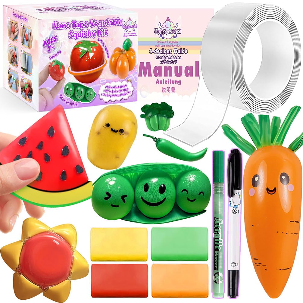 FUNSHOWCASE Nano Tape Squishy Kit DIY Vegetables
