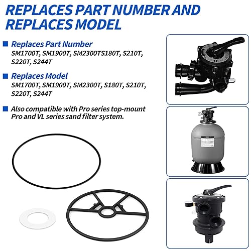 Miniatura 3 de Vari-Flo XL Kit de reconstrucción de juntas de válvula SPX0714L Piezas de bomba de piscina compatibles con piezas de repuesto de filtro de arena
